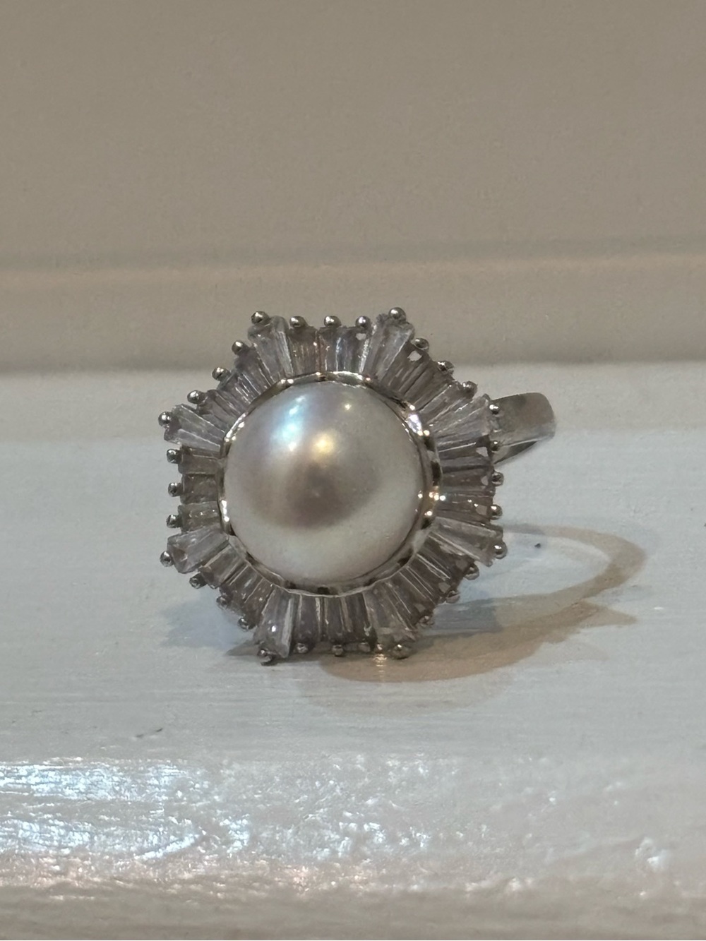 Sterling Silver White Freshwater Pearl Size 6 Ring